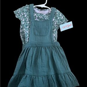 Cat & Jack Teal Jumper Dress with Printed Tee